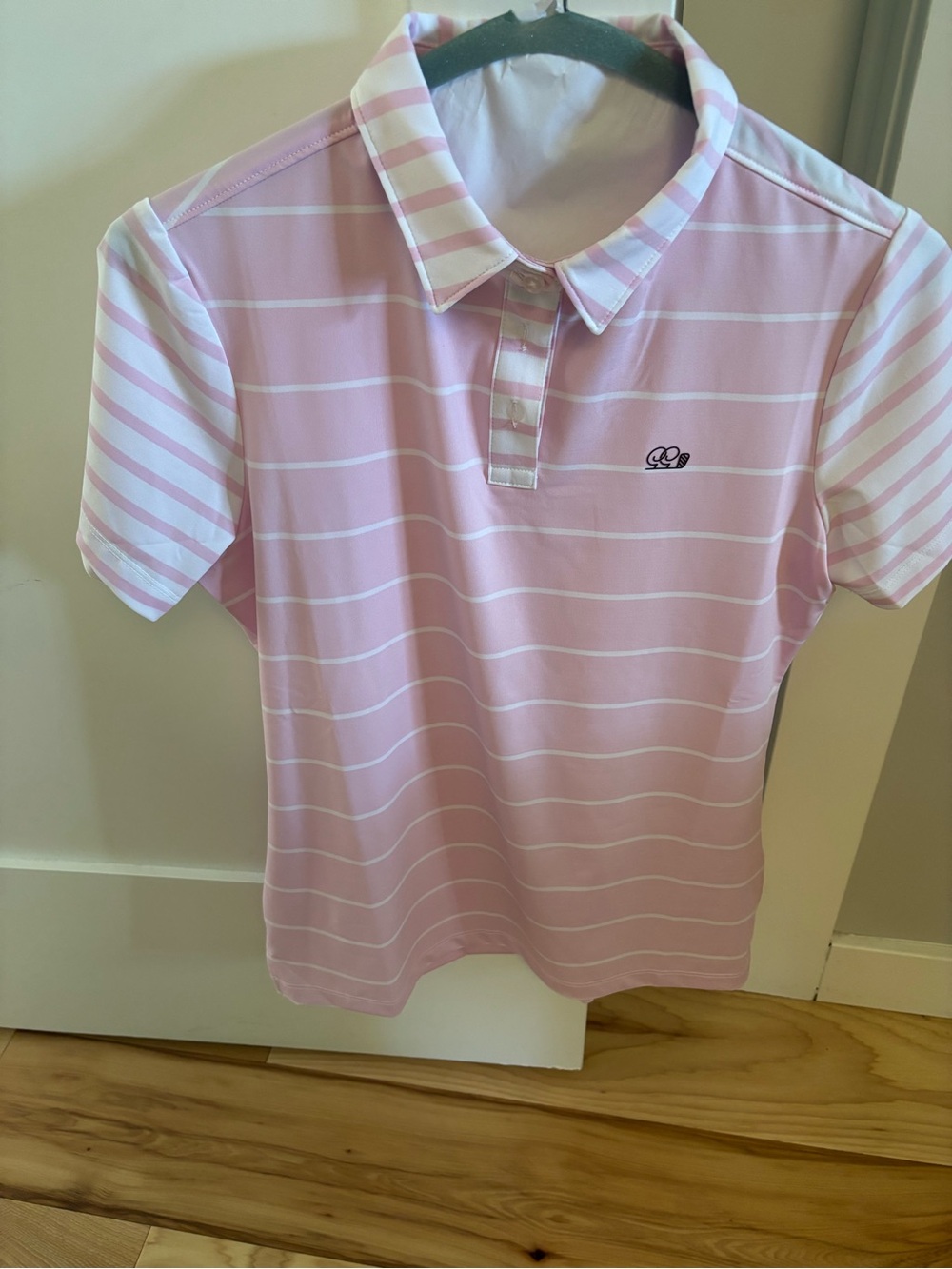 Women’s Good Good Pink Striped Golf Shirt
